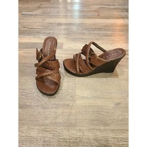 Pesaro 6.5 women's brown wedge sandals